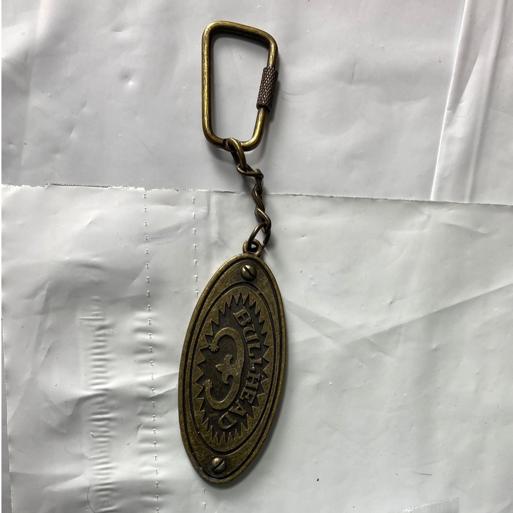 Bullhead Denim Co Keychain Antique Brass Oval Logo PacSun Y2K